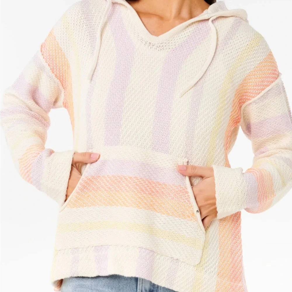 RIP CURL NEON ISLES KNIT PONCHO PULLOVER BEACH WEAR SZ M - Picture 2 of 10